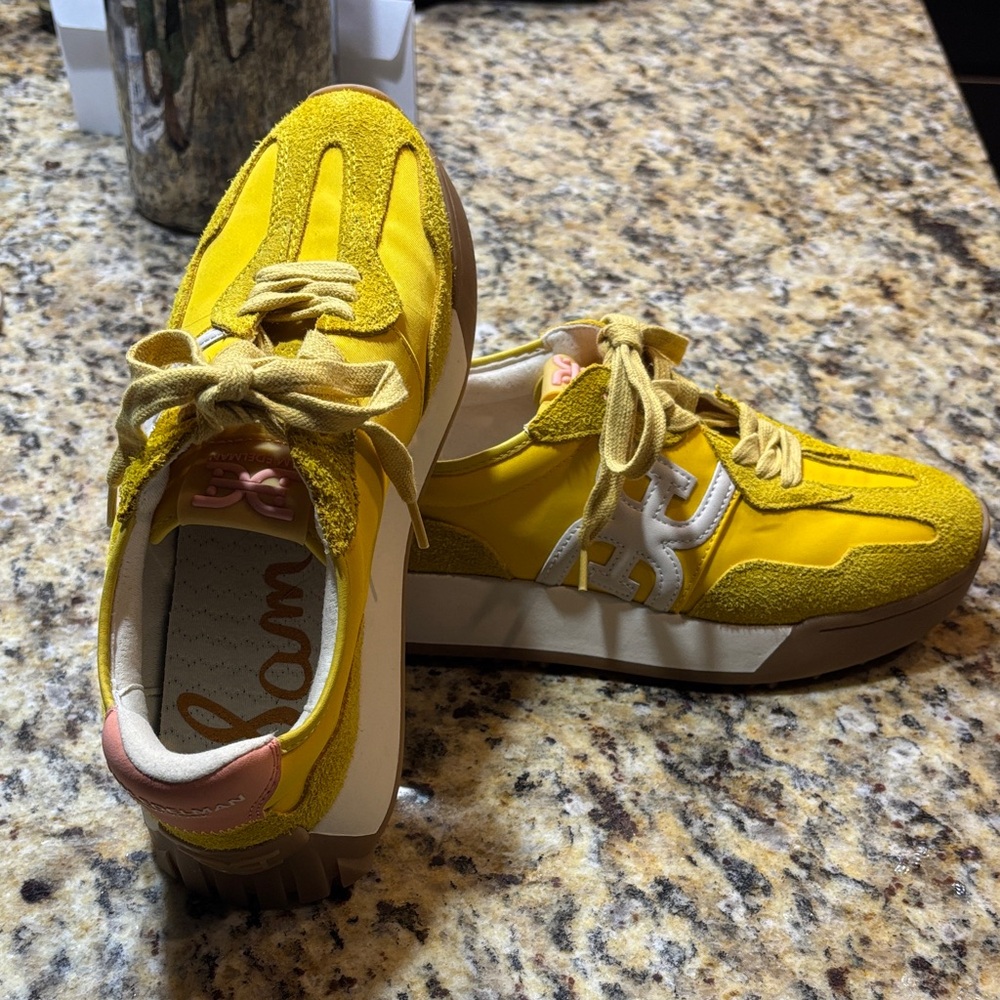 Sam Edelman Yellow and White Sneakers